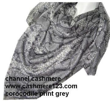 Cashmere Silk Corocodile Square Grey Scarf  (Ty0906)